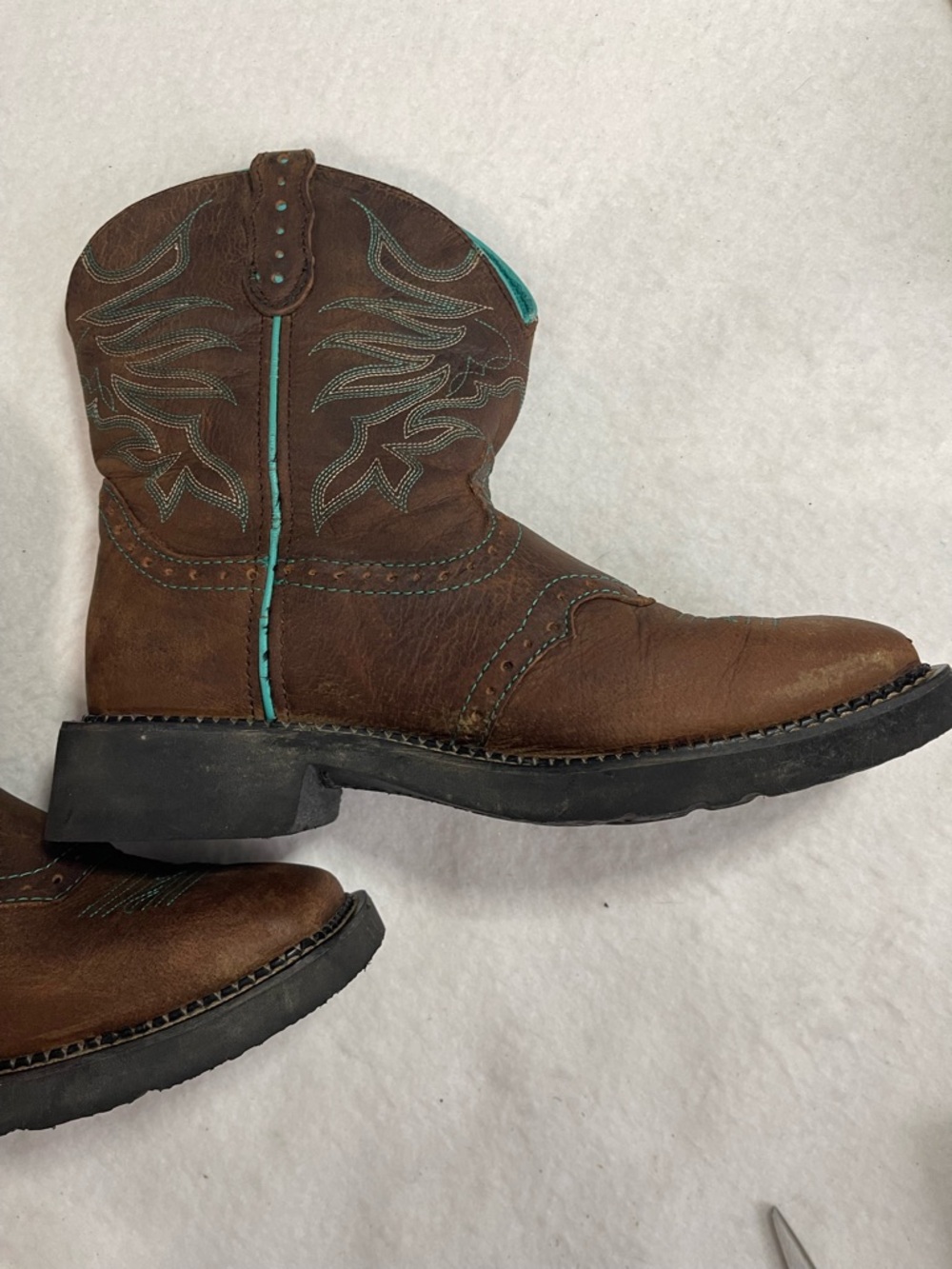 Justin Mandra Chocolate Western square Boots L9624 Leather 9.5B - Picture 14 of 14